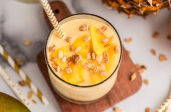 High Protein Mango Pineapple Smoothie (No Banana)