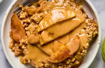 Baked Apple Oatmeal w/ Peanut Butter Caramel