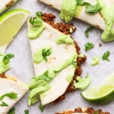Sheet Pan Tacos with Avocado Crema